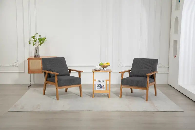 Velvet Accent Chairs (2-Pack) - Mid-Century Modern Design, Wood Legs