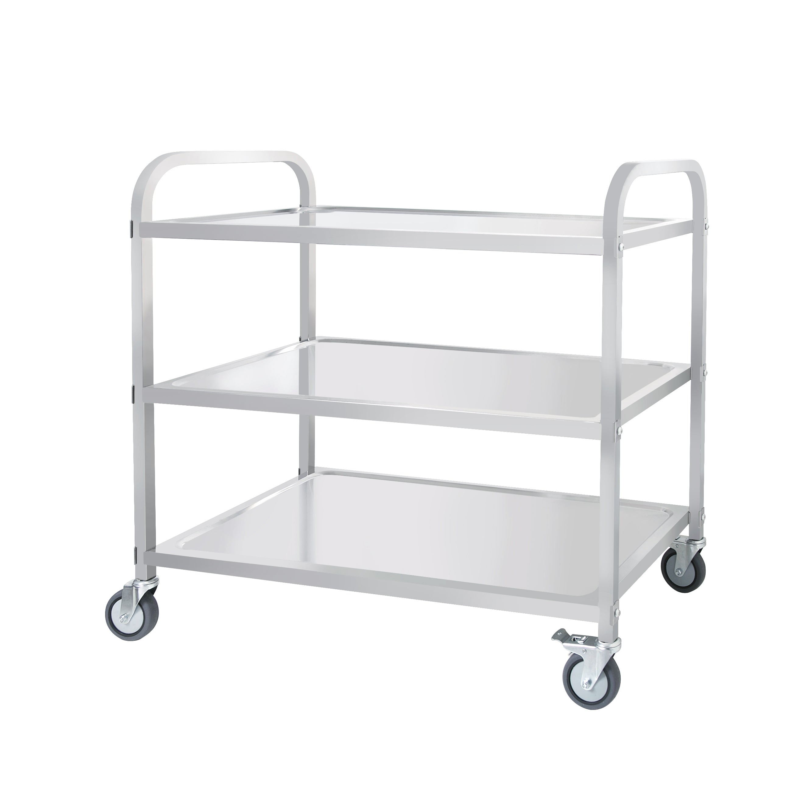 3-Tier Rolling Kitchen Cart with Wheels - Stainless Steel Serving Cart for Restaurant, Household, & More