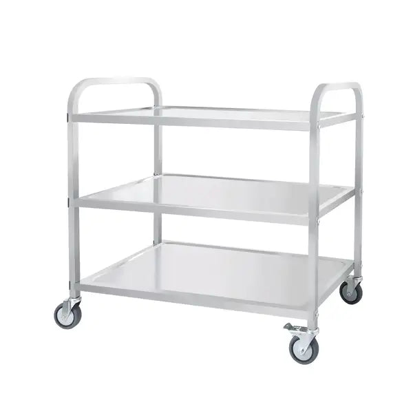 3-Tier Rolling Kitchen Cart with Wheels - Stainless Steel Serving Cart for Restaurant, Household, & More - Minihomy