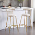 Luxury Velvet Bar Stools Set of 2, Beige - High Back Pub Chairs with Metal Legs for Kitchen Dining - Minihomy