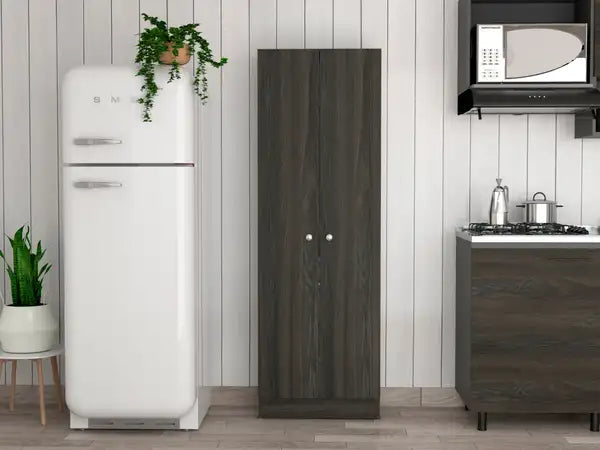 Buxton Tall Cabinet: 2-Door Storage, Espresso & Black