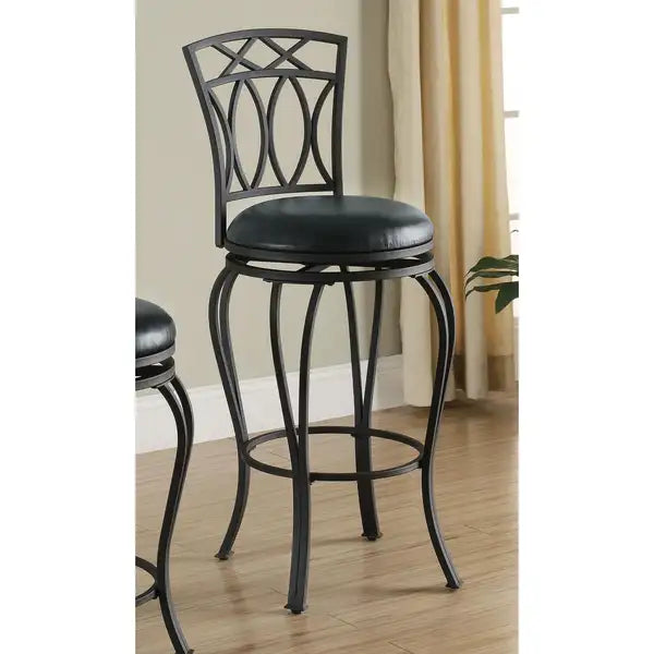 Black Swivel Bar Stool with Upholstered Seat - Modern Kitchen Counter Height Dining Chair