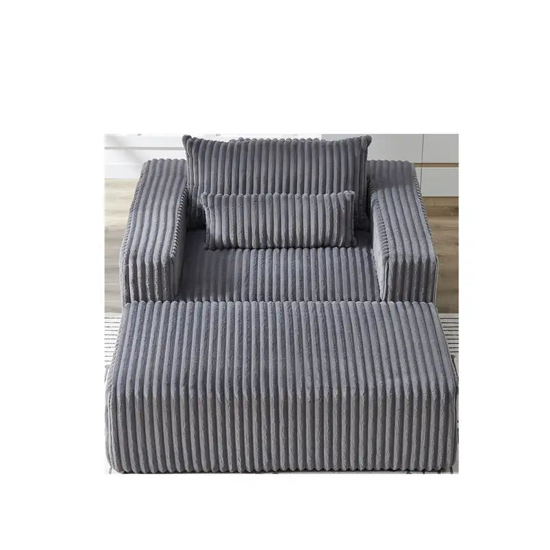 75" Corduroy Sleeper Sofa Chair: No Assembly, Removable Footrest