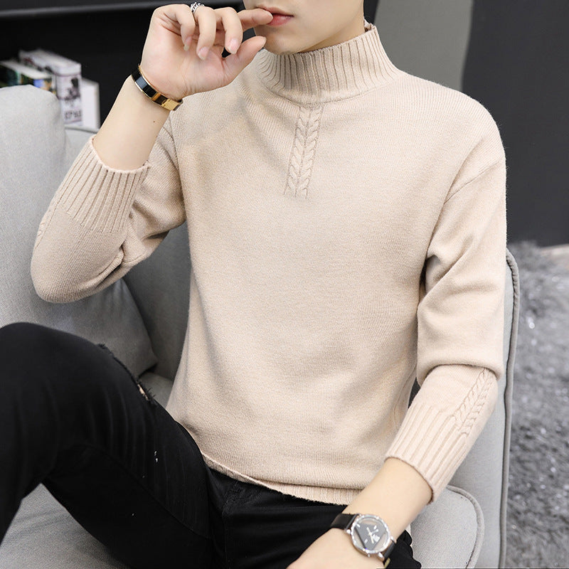 Men's Pure Color Half Collar Sweater: Embrace Casual Elegance