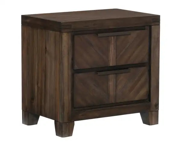 Rustic Nightstand with Drawer | Espresso Wooden Bedside Table - Plank Style