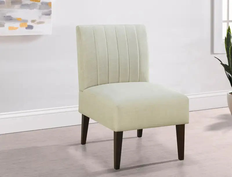 Beige Plush Accent Chair - Comfortable Armless Living Room Chair