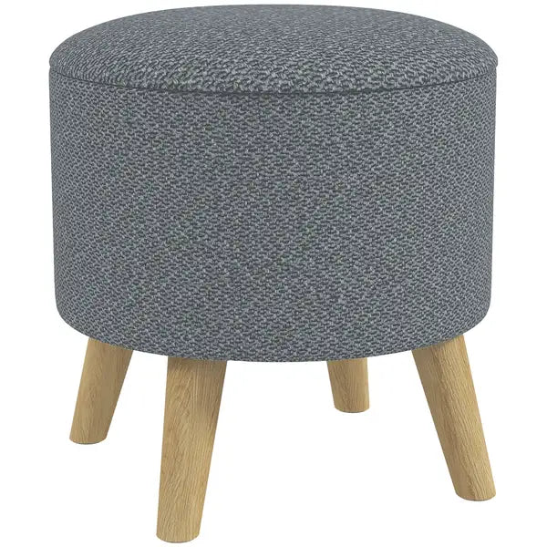 Gray Storage Ottoman - Round Cushioned Seat Stool