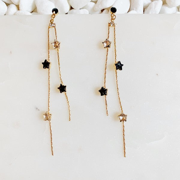 Strands of Stars Dangle Earrings - Celestial Jewelry for Elegant Style