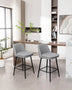 Grey Linen Swivel Bar Stools Set of 2, 25.6" Seat Height, Counter Height, Upholstered with Back, Metal Legs - Minihomy