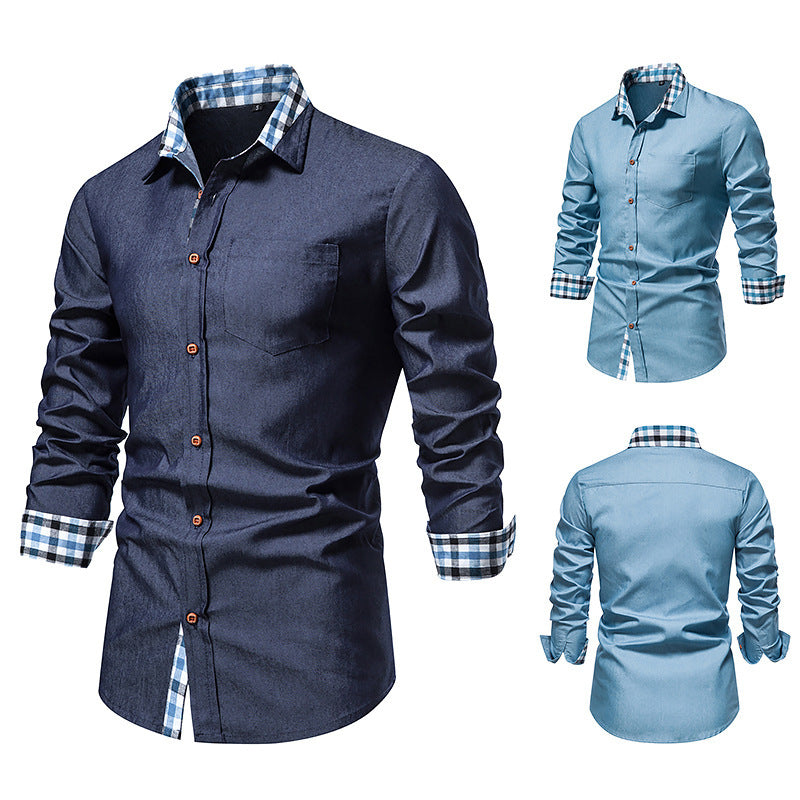 Men's Casual Denim Long-sleeved Shirt