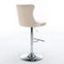 Beige Velvet Swivel Barstools with Backs, Adjustable Height, Chrome Base, Set of 2 - Minihomy