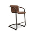 Brown Vegan Leather Counter Stools, Set of 2, 27 Inch Cantilever - Minihomy