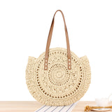 Simple Round Shoulder Bag Straw Handbag Summer Beach Bags