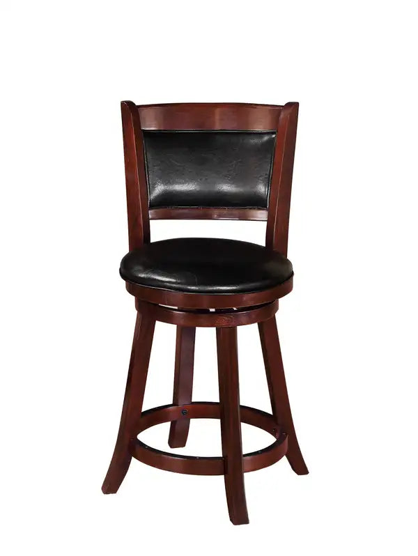 2-Piece Black Faux Leather Swivel Bar Stools - Upholstered & Padded Back for Kitchen - Minihomy