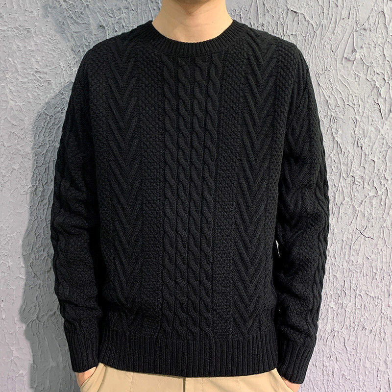 Men's Knitting Thick Yarn Fried Dough Twists Sweater: Cozy Comfort with Contemporary Style