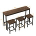 Modern Kitchen Dining Table Set - Pub Table with 3 Stools, Dark Brown - Easy Assembly - Minihomy