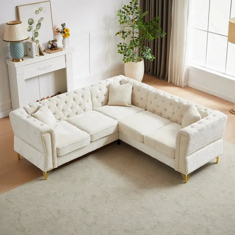 5-Seater L-Shaped Chenille Sectional Sofa (81.5")