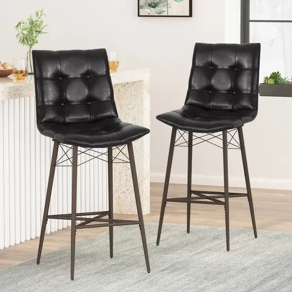 Modern Bar Stools Set of 2 - Contemporary Kitchen Counter Height Seating MP2