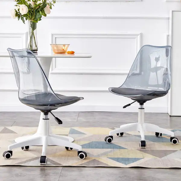 Modern Home Office Desk & Chair Set - Adjustable Rotating Chair, Smoke Gray - Minihomy