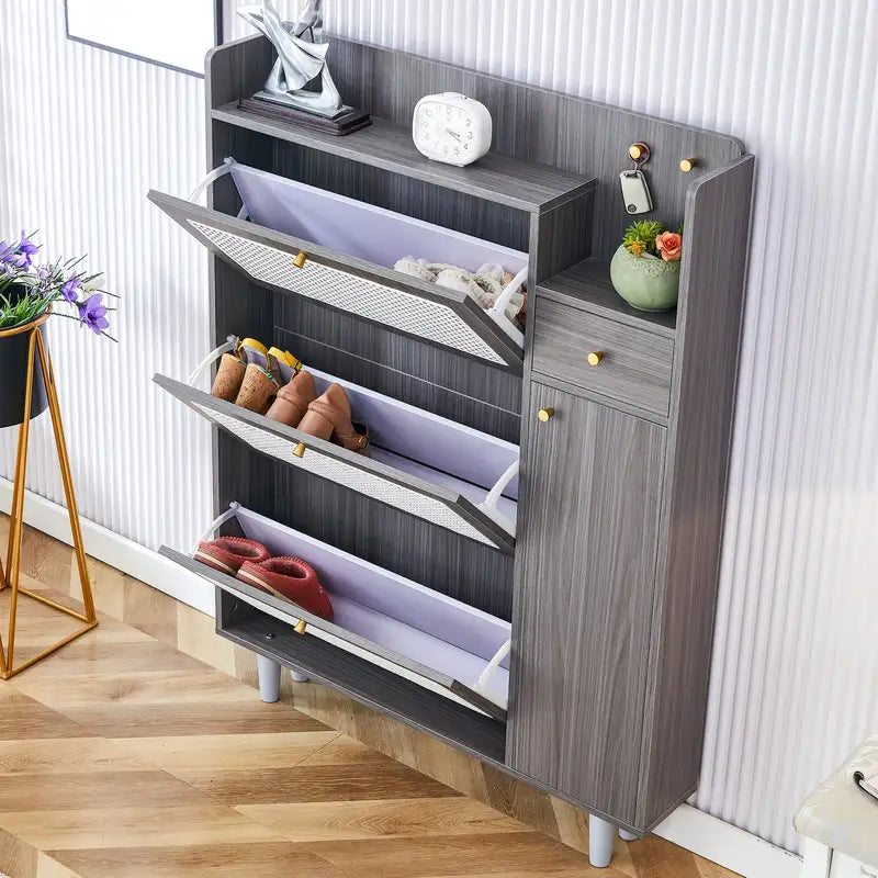 Modern Rattan Shoe Cabinet & Storage - Minimalist Home Furniture (GZ-DI-03)