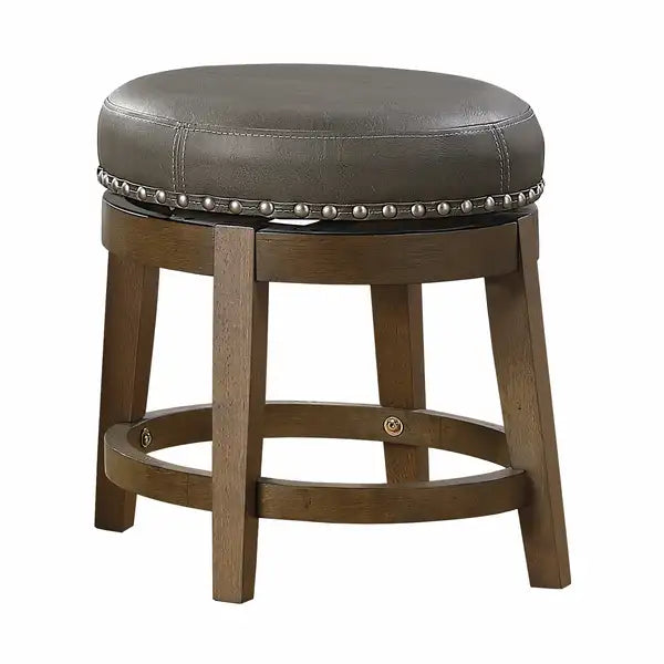 Gray Faux Leather Swivel Stools (Set of 2) - Brown Wood Frame