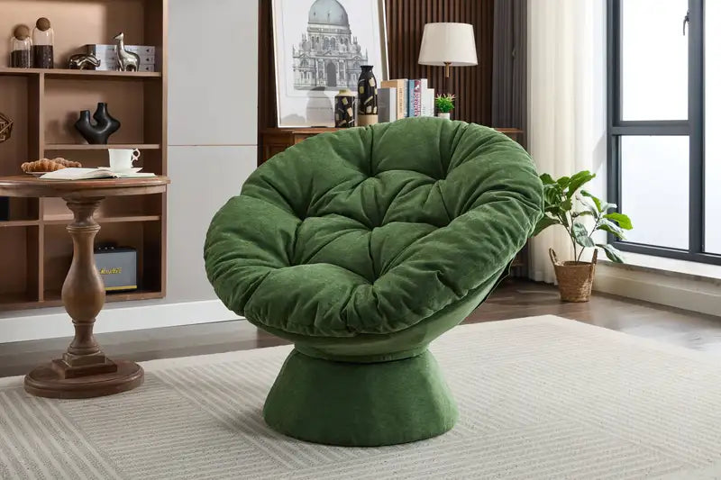 Oversized Swivel Papasan Chair: 360° Barrel Accent Chair for Living Room & Bedroom