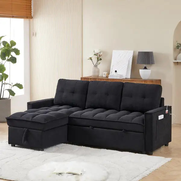 Reclining L-Shaped Sectional Sofa with USB & Storage - MH78.75"