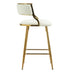 Beige Corduroy Counter Height Bar Stools (Set of 2) - Gold Base, Back & Footrest - Minihomy