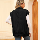 Denim Vest With Big Pockets Sleeveless Outwear Vest Women's Clothing