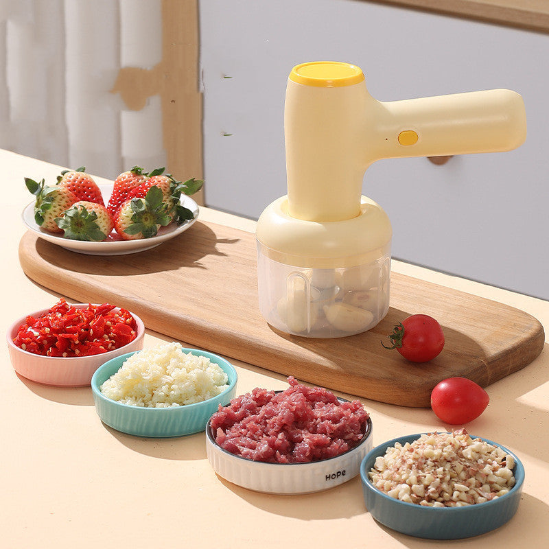 2 In 1 Electric Garlic Chopper USB Rechargeable Vegetable Chili Meat Ginger Masher Handheld Multipurpose Kitchen Gadgets - Minihomy