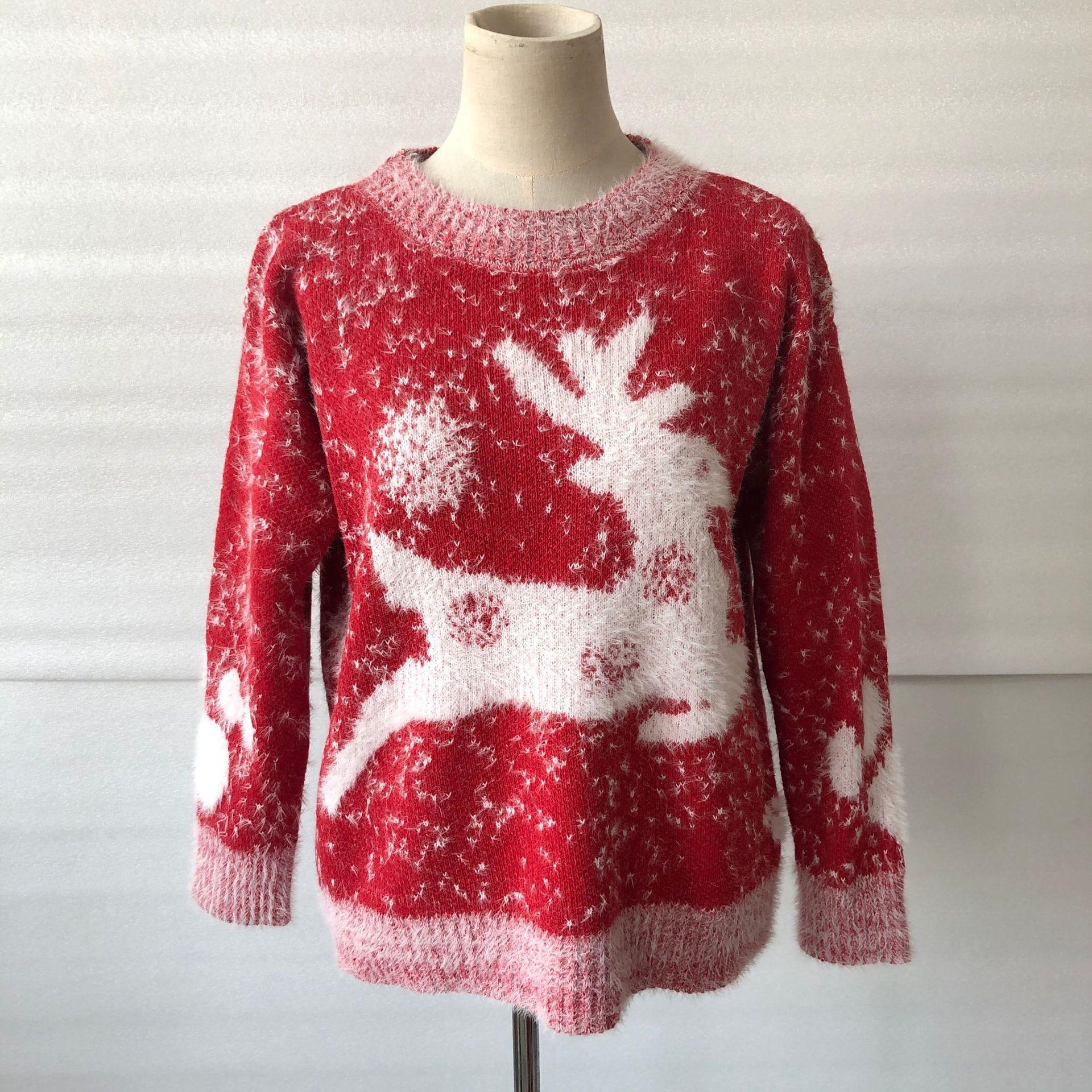 Fawn Snowflake Round Neck Knitted Pullover - Minihomy