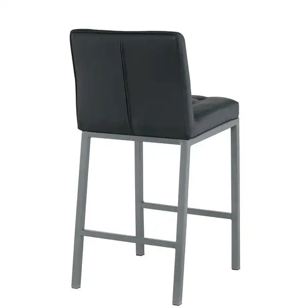 Modern Bar Stools, Set of 2, Black PU Leather with Metal Legs, Kitchen & Restaurant - Minihomy