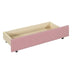 Full Size Upholstered Daybed with Storage Drawers - Linen Fabric (Pink) - Minihomy