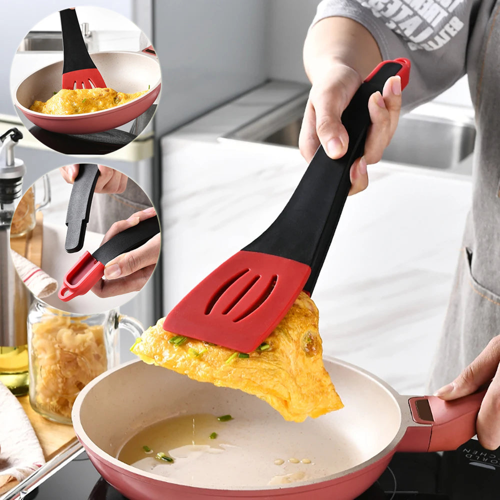 3-in-1 Silicone Frying Spatula Clip for Steak, Pancakes, and More - Kitchen Tools and Gadgets - Minihomy