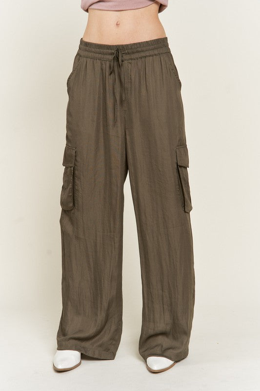 Satin Cargo Pants