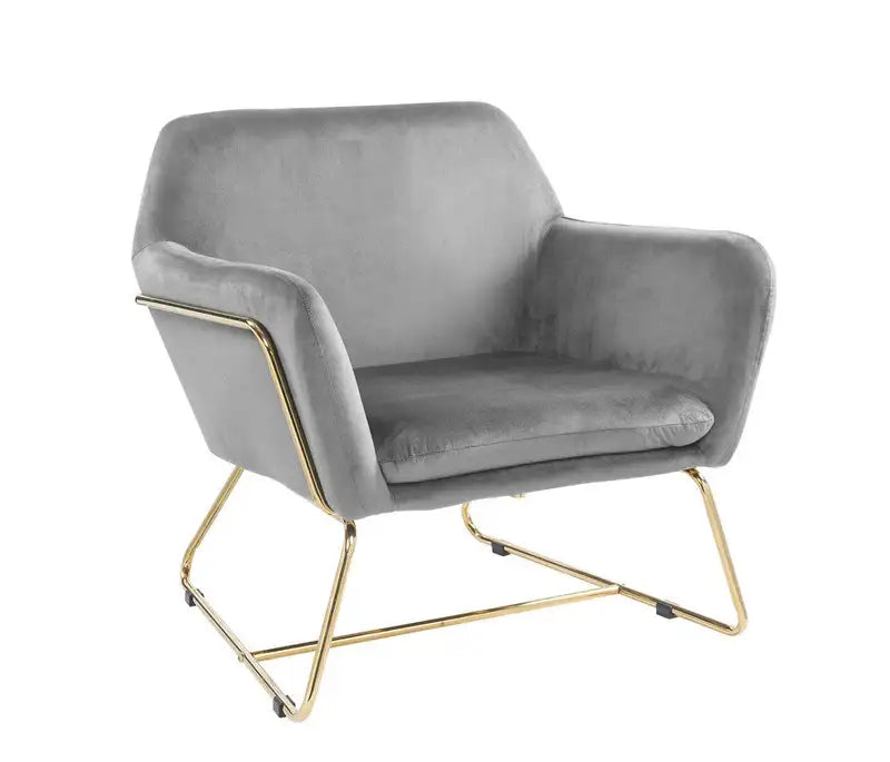 Keira Gray Velvet Accent Chair - 29.5" Metal Legs