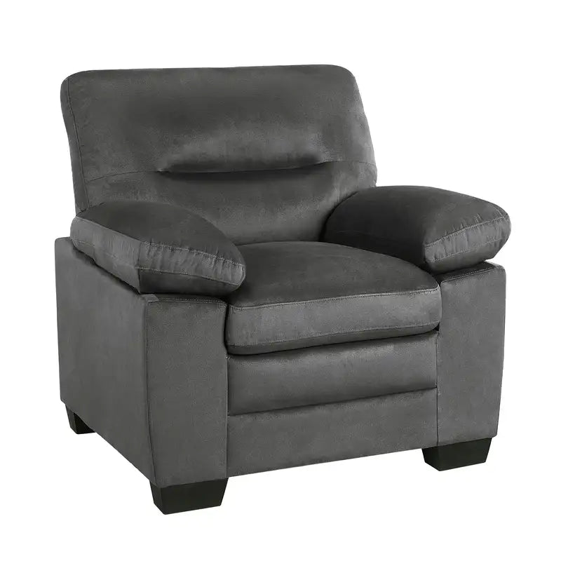 Modern Dark Gray Plush Upholstered Chair - Comfortable Living Room Seating