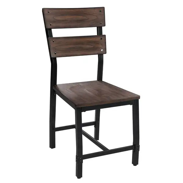 Oak & Black Ladder Back Side Chairs - Set of 2