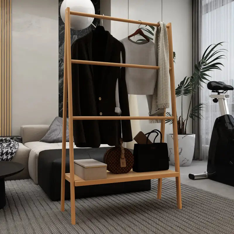 Bamboo Ladder Towel Rack: Shelf Storage for Bathroom