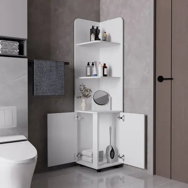 Klay White 2-Door 4-Shelf Tall Storage Cabinet