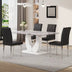 Modern White Marble Dining Table & Chair Set - Rectangular, Soft Cushions - F-1280 - Minihomy