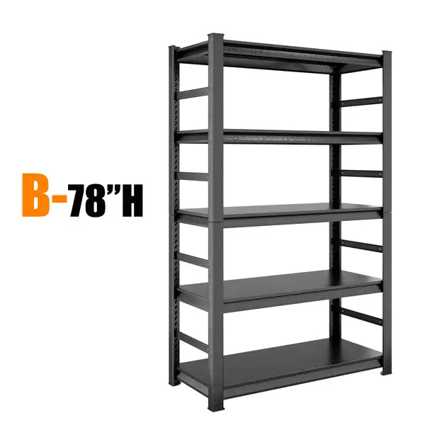 Heavy Duty 5-Tier Metal Shelving Unit - Adjustable Storage Rack for Garage & Kitchen (78x47.2x18")