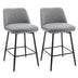 Counter Height Swivel Bar Stools Set of 2, Upholstered with Back & Metal Legs, Grey Linen Cloth - Minihomy