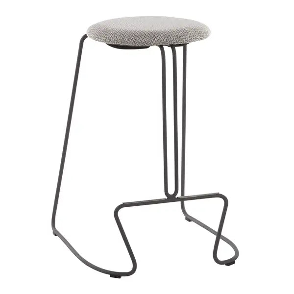 LumiSource Finn Grey Steel & Light Grey Fabric Counter Stools (Set of 2)