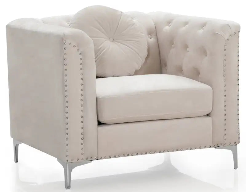 Ivory Sloped Arm Accent Chair: Modern & Stylish