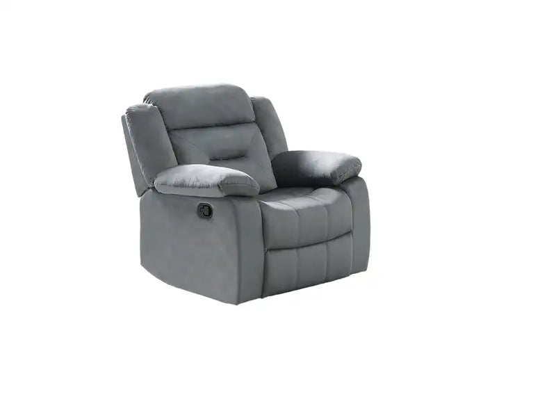 Dark Gray Velvet Recliner Chair - Manual Motion, Plush Armrest