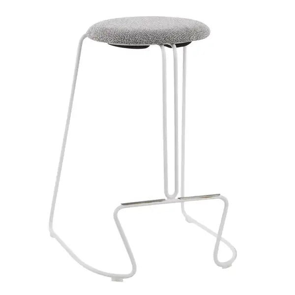 LumiSource Finn White Steel Counter Stools (Set of 2) - Charcoal Fabric