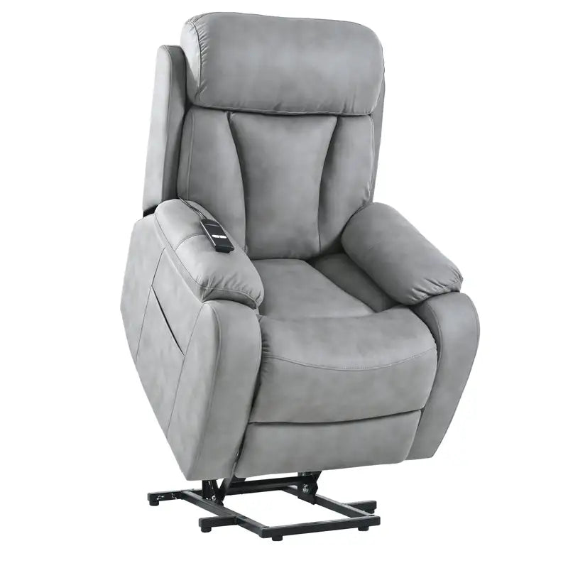 Power Lift Recliner Chair for Seniors - Electric, Fabric, Remote, Side Pocket (Light Gray)