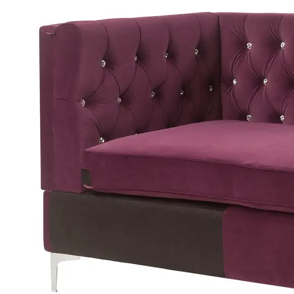 ACME Jaszira Modular Chaise Lounge - Burgundy Velvet