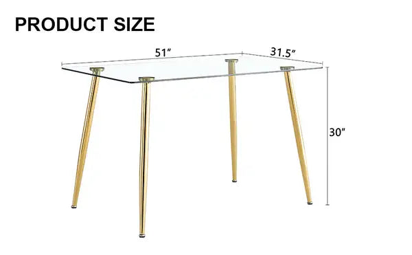 Modern Minimalist Glass Dining Table for 4-6 | 51"x31" Kitchen/Dining/Living Room Table - Minihomy